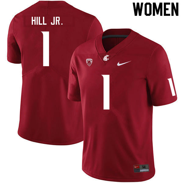 Women #1 Tyrone Hill Jr. Washington State Cougars College Football Jerseys Sale-Crimson
